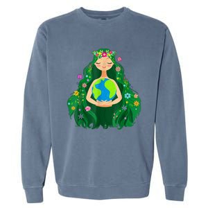 Green Mother Earth Day Save Our Planet Garment-Dyed Sweatshirt