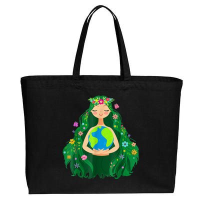 Green Mother Earth Day Save Our Planet Cotton Canvas Jumbo Tote