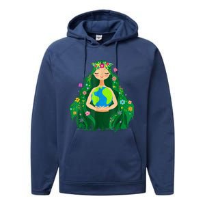 Green Mother Earth Day Save Our Planet Performance Fleece Hoodie