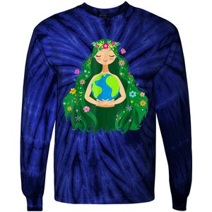 Green Mother Earth Day Save Our Planet Tie-Dye Long Sleeve Shirt