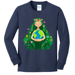 Green Mother Earth Day Save Our Planet Kids Long Sleeve Shirt