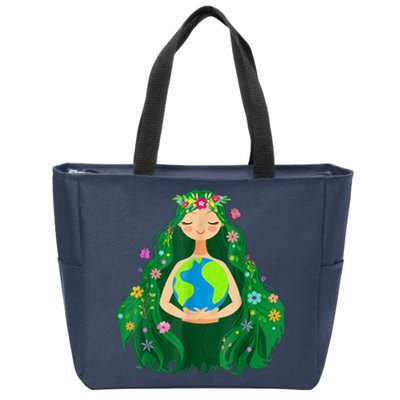 Green Mother Earth Day Save Our Planet Zip Tote Bag