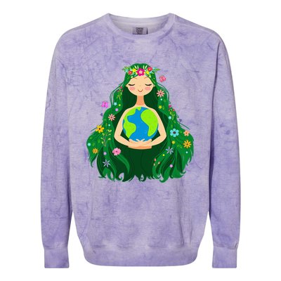 Green Mother Earth Day Gaia Save Our Planet Colorblast Crewneck Sweatshirt