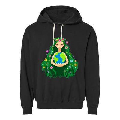 Green Mother Earth Day Gaia Save Our Planet Garment-Dyed Fleece Hoodie