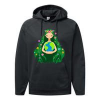 Green Mother Earth Day Gaia Save Our Planet Performance Fleece Hoodie