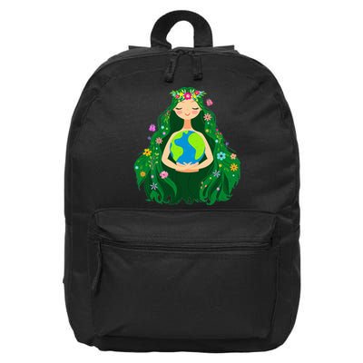 Green Mother Earth Day Gaia Save Our Planet 16 in Basic Backpack