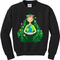 Green Mother Earth Day Gaia Save Our Planet Kids Sweatshirt