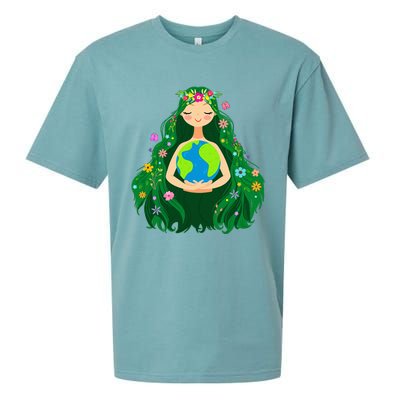 Green Mother Earth Day Gaia Save Our Planet Sueded Cloud Jersey T-Shirt