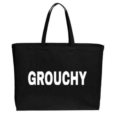 GROUCHY Mood Emotion Bold White Text Cotton Canvas Jumbo Tote