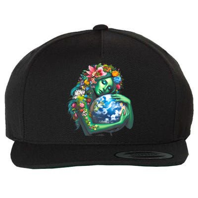 Green Mother Earth Day Wool Snapback Cap