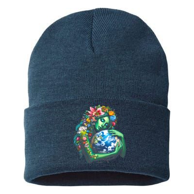 Green Mother Earth Day Sustainable Knit Beanie