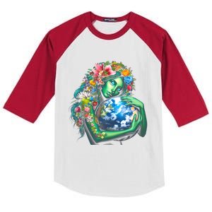 Green Mother Earth Day Kids Colorblock Raglan Jersey