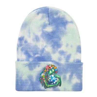 Green Mother Earth Day Tie Dye 12in Knit Beanie