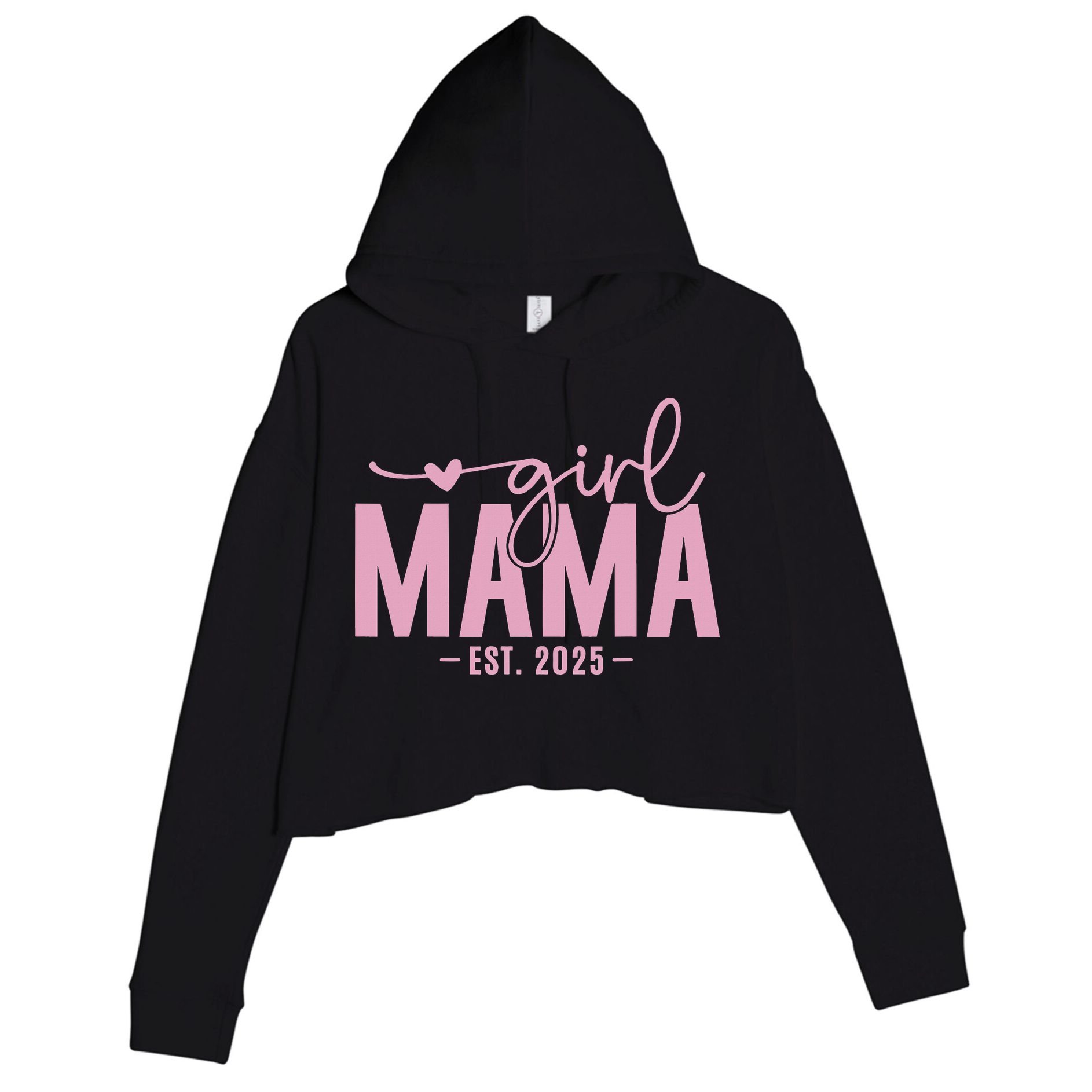 Girl Mama Est 2025 Girl Mom Pregnancy Mom To Be Mom Of Girl Crop Fleece Hoodie