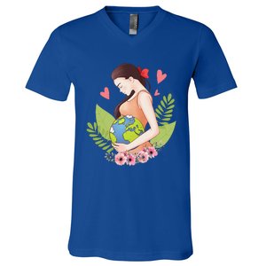 Green Mother Earth Day Save Our Planet Happy Pregnant V-Neck T-Shirt