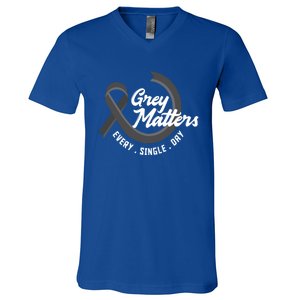 Grey Matters Every Single Day Fighter Brain Tumor Awareness Gift V-Neck T-Shirt