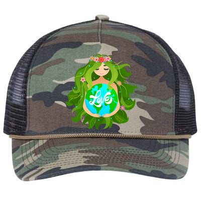 Green Mother Earth Day Gaia Save Our Planet Gift Retro Rope Trucker Hat Cap