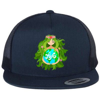 Green Mother Earth Day Gaia Save Our Planet Gift Flat Bill Trucker Hat