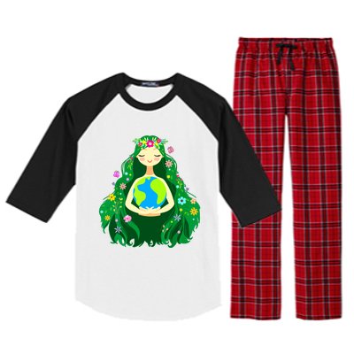 Green Mother Earth Day Gaia Save Our Planet Women Raglan Sleeve Pajama Set