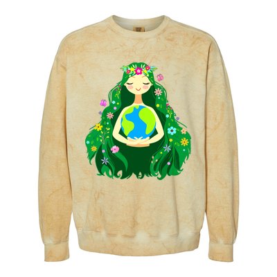 Green Mother Earth Day Gaia Save Our Planet Women Colorblast Crewneck Sweatshirt