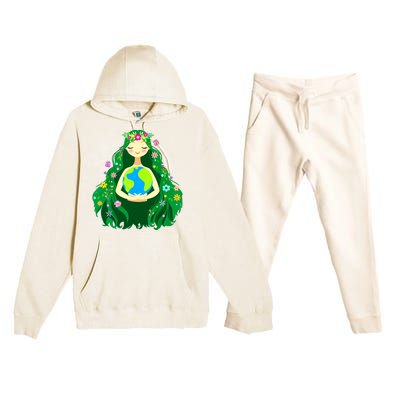 Green Mother Earth Day Gaia Save Our Planet Women Premium Hooded Sweatsuit Set