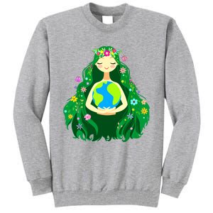 Green Mother Earth Day Gaia Save Our Planet Women Tall Sweatshirt