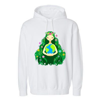 Green Mother Earth Day Gaia Save Our Planet Women Garment-Dyed Fleece Hoodie