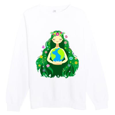 Green Mother Earth Day Gaia Save Our Planet Women Premium Crewneck Sweatshirt