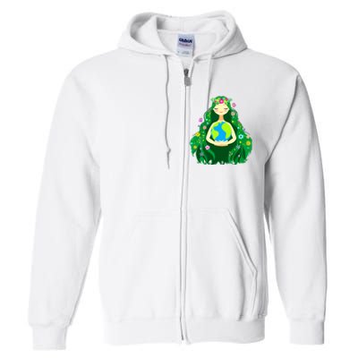 Green Mother Earth Day Gaia Save Our Planet Women Full Zip Hoodie