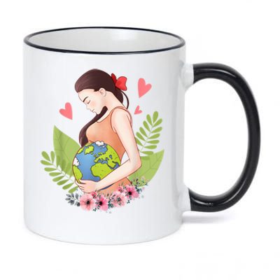 Green Mother Earth Day Save Our Planet Happy Pregnant Women 11oz Black Color Changing Mug