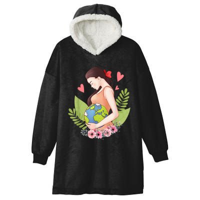 Green Mother Earth Day Save Our Planet Happy Pregnant Women Hooded Wearable Blanket