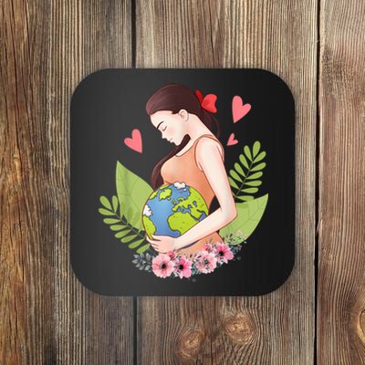 Green Mother Earth Day Save Our Planet Happy Pregnant Women Coaster