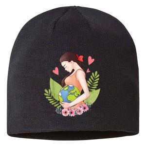 Green Mother Earth Day Save Our Planet Happy Pregnant Women Sustainable Beanie