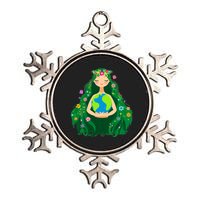 Green Mother Earth Day Gaia Save Our Planet Metallic Star Ornament