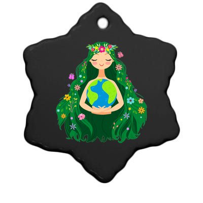 Green Mother Earth Day Gaia Save Our Planet Ceramic Star Ornament