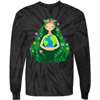 Green Mother Earth Day Gaia Save Our Planet Tie-Dye Long Sleeve Shirt