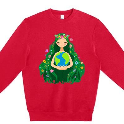 Green Mother Earth Day Gaia Save Our Planet Premium Crewneck Sweatshirt