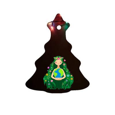 Green Mother Earth Day Gaia Save Our Planet Ceramic Tree Ornament