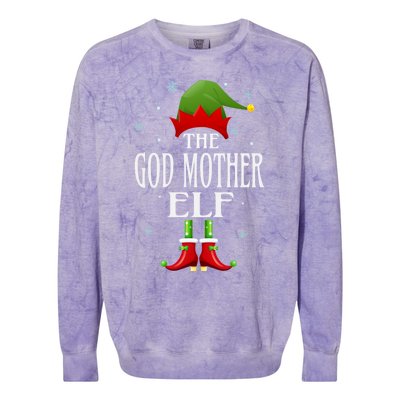 God Mother Elf Xmas Matching Family Group Christmas Party Cute Gift Colorblast Crewneck Sweatshirt