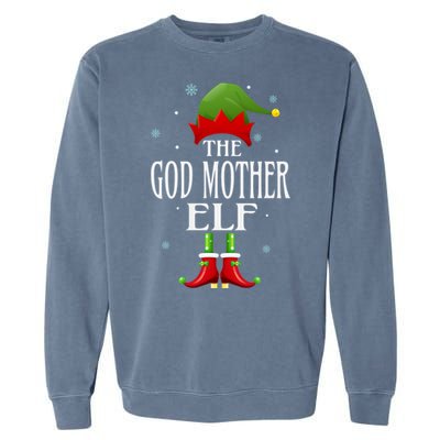 God Mother Elf Xmas Matching Family Group Christmas Party Cute Gift Garment-Dyed Sweatshirt