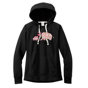 Groovy Mom Est 2024 Floral Elephant Women's Fleece Hoodie