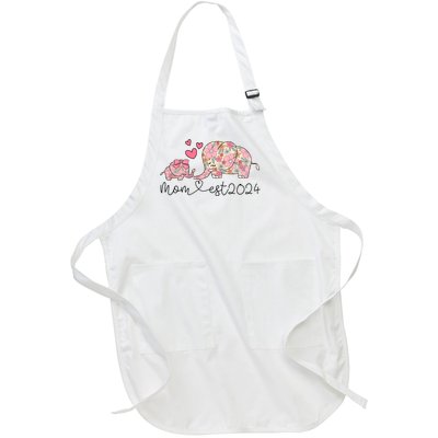 Groovy Mom Est 2024 Floral Elephant Full-Length Apron With Pockets