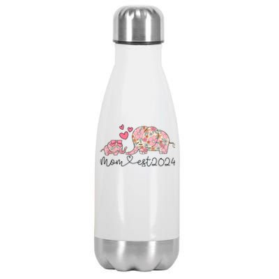 Groovy Mom Est 2024 Floral Elephant Stainless Steel Insulated Water Bottle