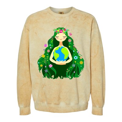 Green Mother Earth Day Gaia Save Our Planet Women Colorblast Crewneck Sweatshirt