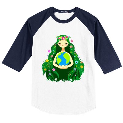 Green Mother Earth Day Gaia Save Our Planet Women Baseball Sleeve Shirt