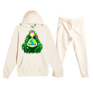 Green Mother Earth Day Gaia Save Our Planet Women Premium Hooded Sweatsuit Set