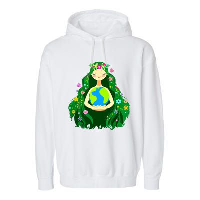 Green Mother Earth Day Gaia Save Our Planet Women Garment-Dyed Fleece Hoodie