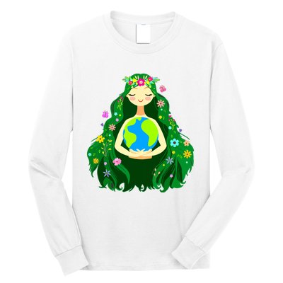 Green Mother Earth Day Gaia Save Our Planet Women Long Sleeve Shirt