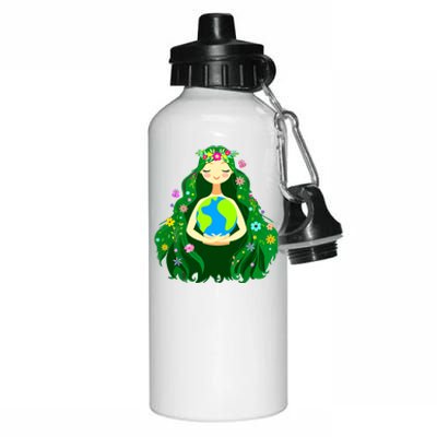 Green Mother Earth Day Gaia Save Our Planet Women Aluminum Water Bottle 