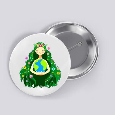 Green Mother Earth Day Gaia Save Our Planet Women Button